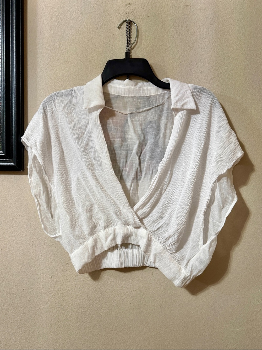 Others Follow White Cropped Wrap Blouse